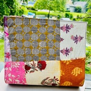 New Vibrant Unique Quilted Colorful Patchwork Tote Bag Sturdy Construction